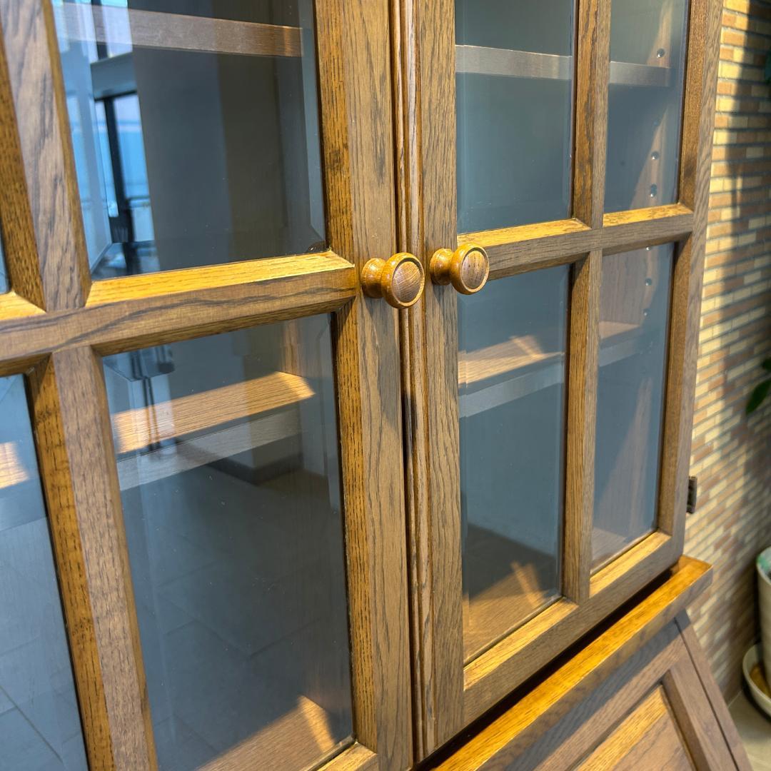 ♥ライティングビューロー　上棚付き　民芸家具　オーク