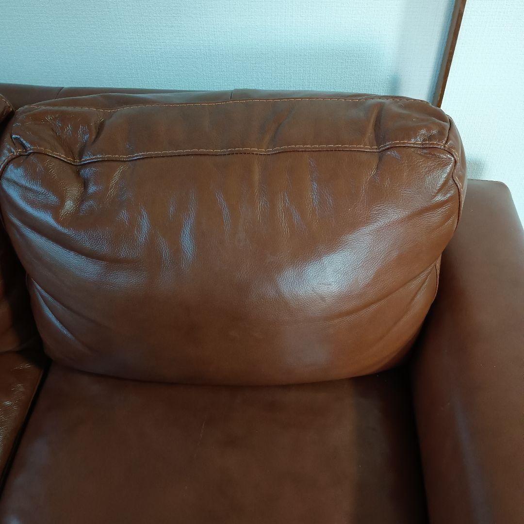 （美品）ブラウンレザー2人掛けソファ