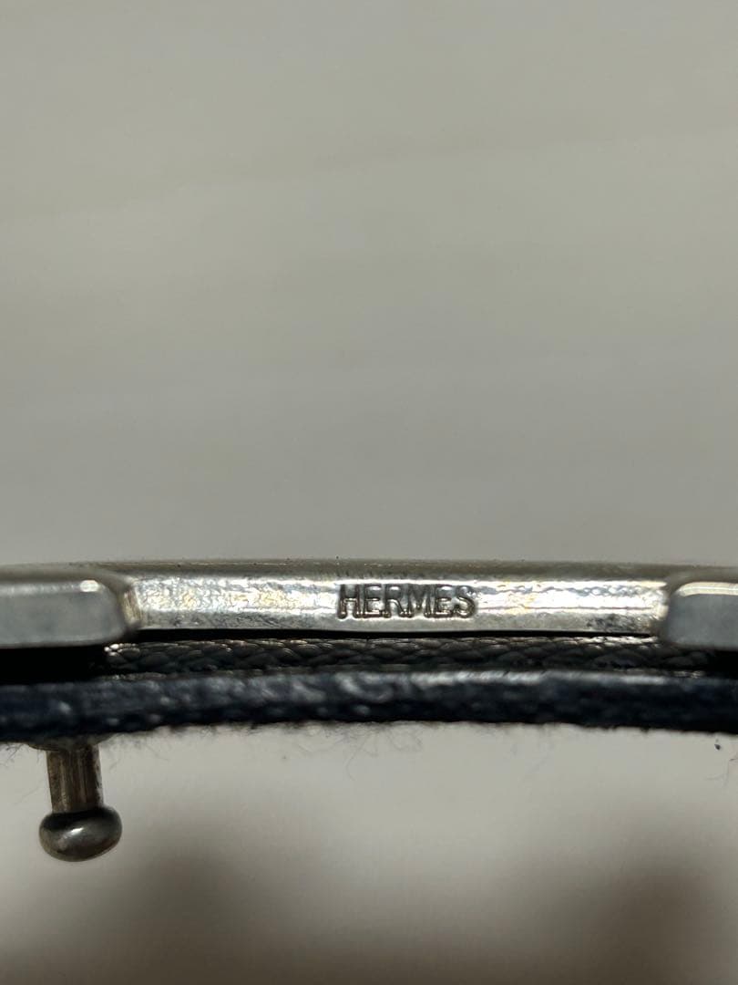 HERMES 黒レザーベルト H型バックル