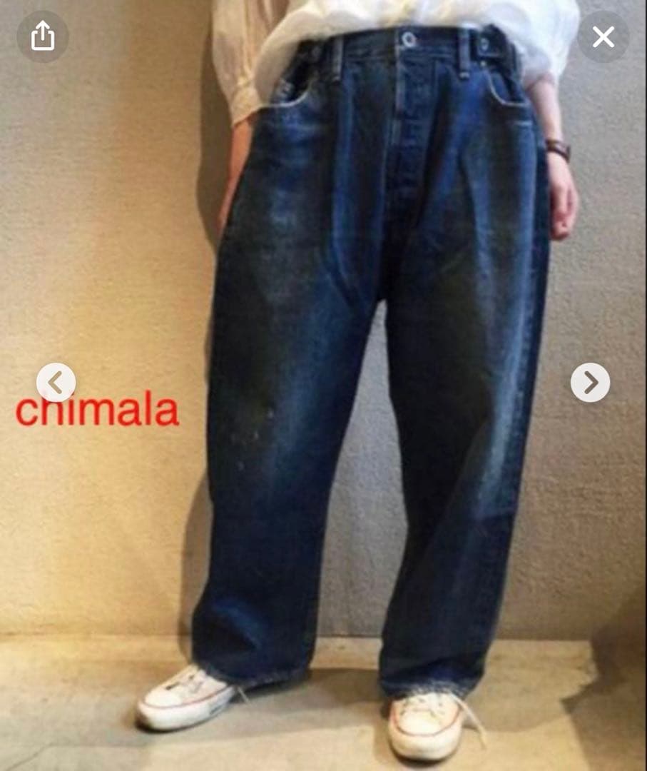 chimala チマラ Big denim adjustable pants