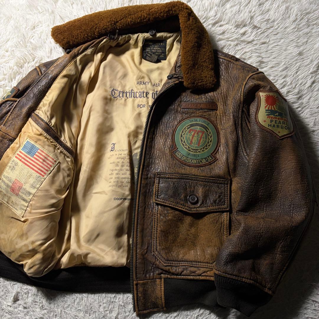 【雰囲気抜群】AVIREX フライトジャケット　 G-1 トップガン　羊革