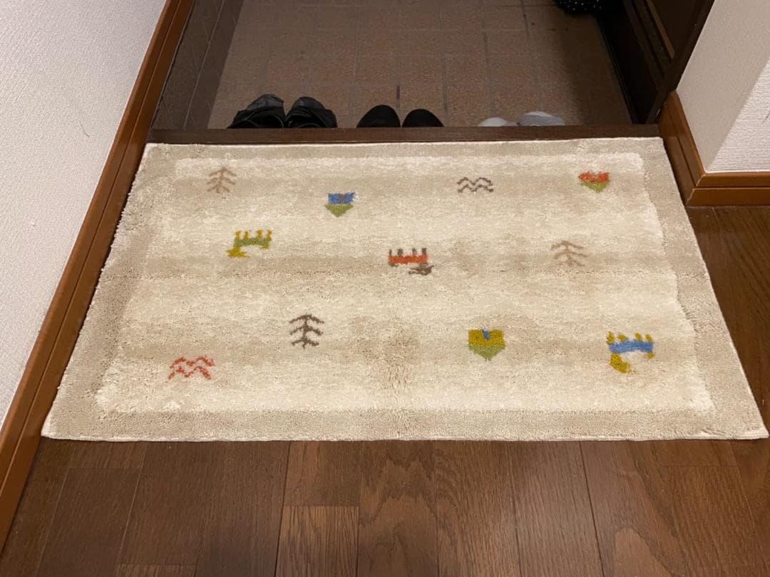 ◎玄関マット ベージュ 洗える　北欧　ヨーロッパ