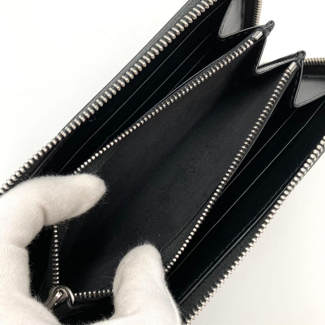 ガジラ✨ メゾンマルジェラ 長財布 ラウンド レザー 黒 4ステッチ 無地