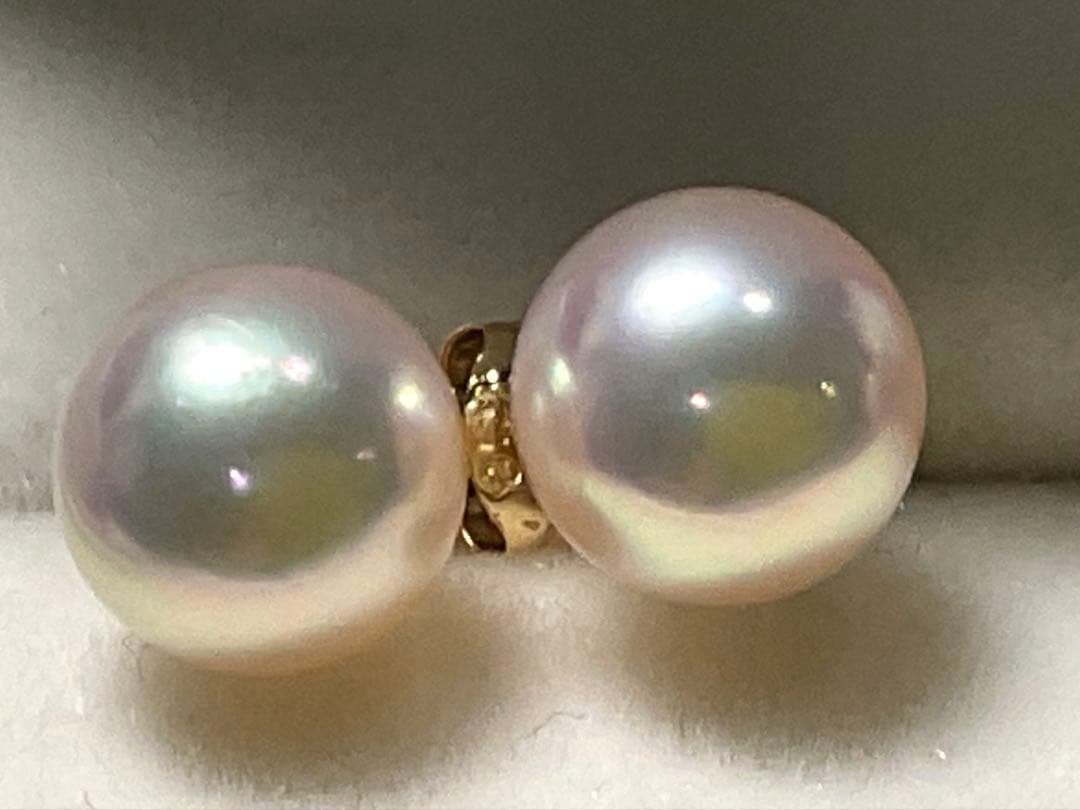 k18高級大粒アコヤ本真珠スタッドピアス ゴールドキャッチ付き
