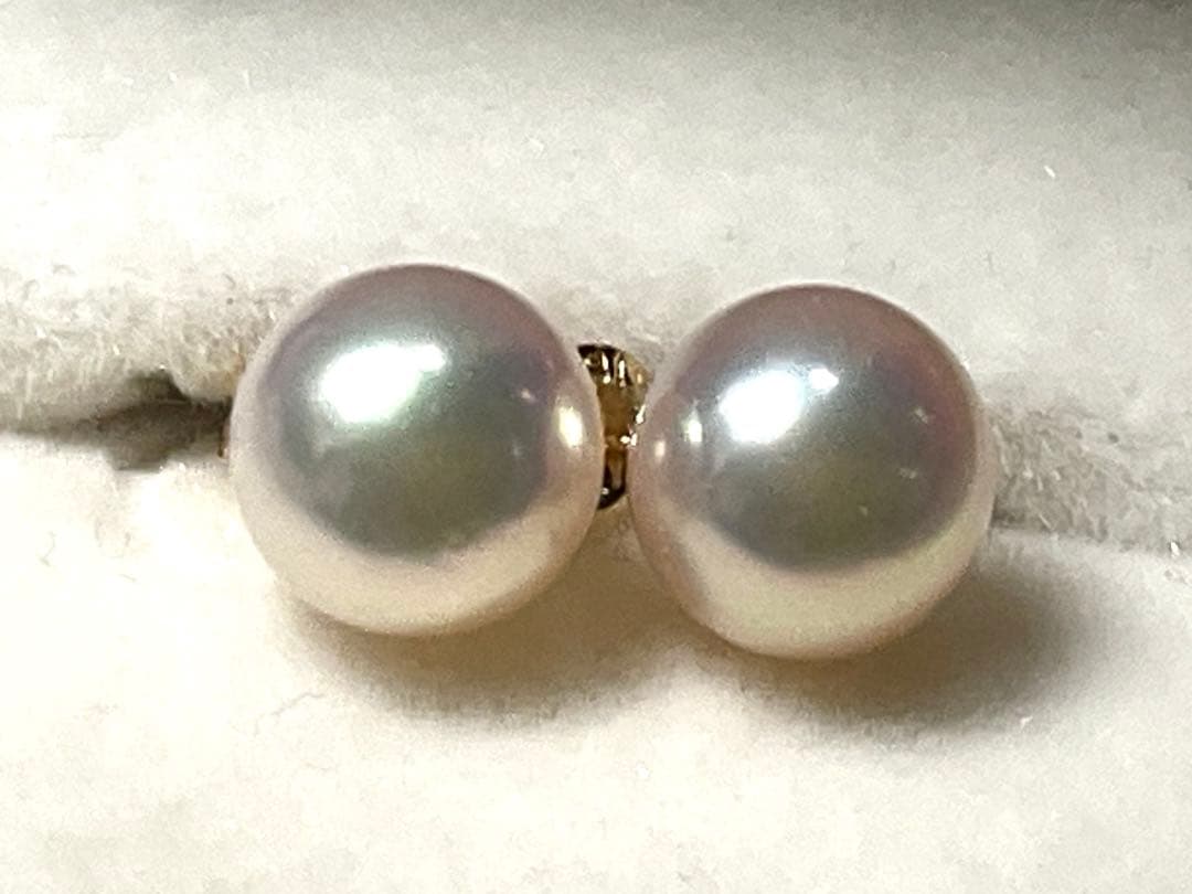 k18高級大粒アコヤ本真珠スタッドピアス ゴールドキャッチ付き
