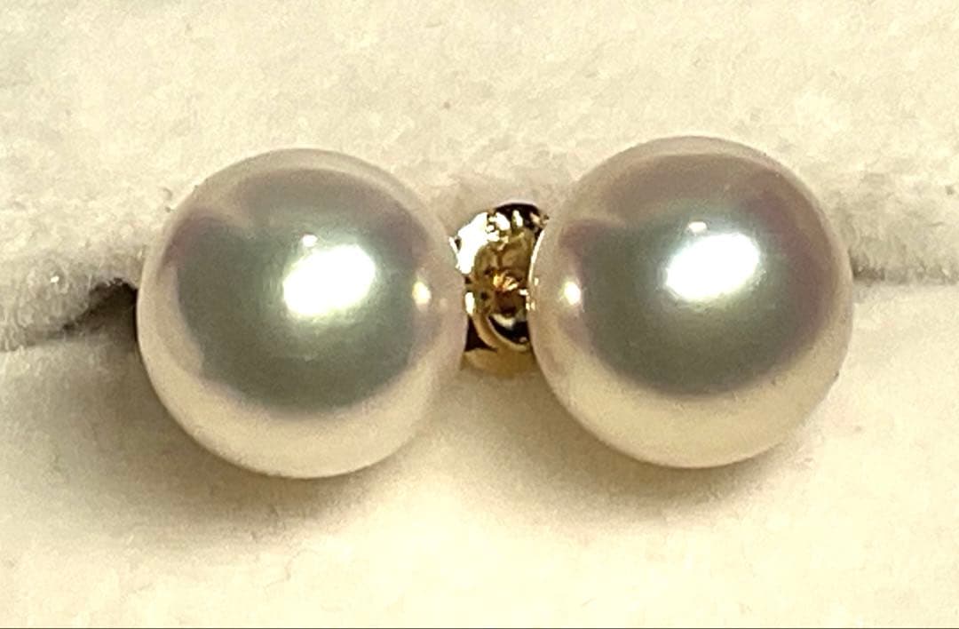 k18高級大粒アコヤ本真珠スタッドピアス ゴールドキャッチ付き
