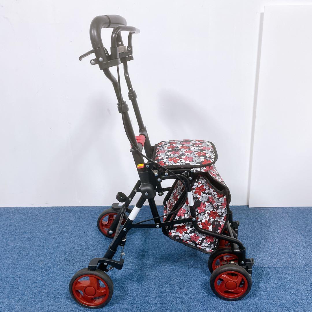 【美品】島製作所 シルバーカー モート 軽量3.7kg 花柄 座面付 説明書付