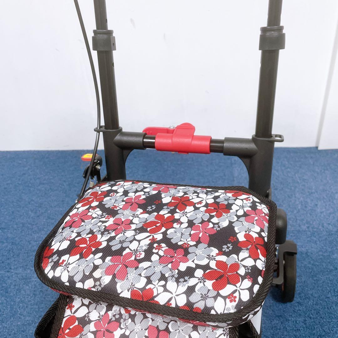 【美品】島製作所 シルバーカー モート 軽量3.7kg 花柄 座面付 説明書付