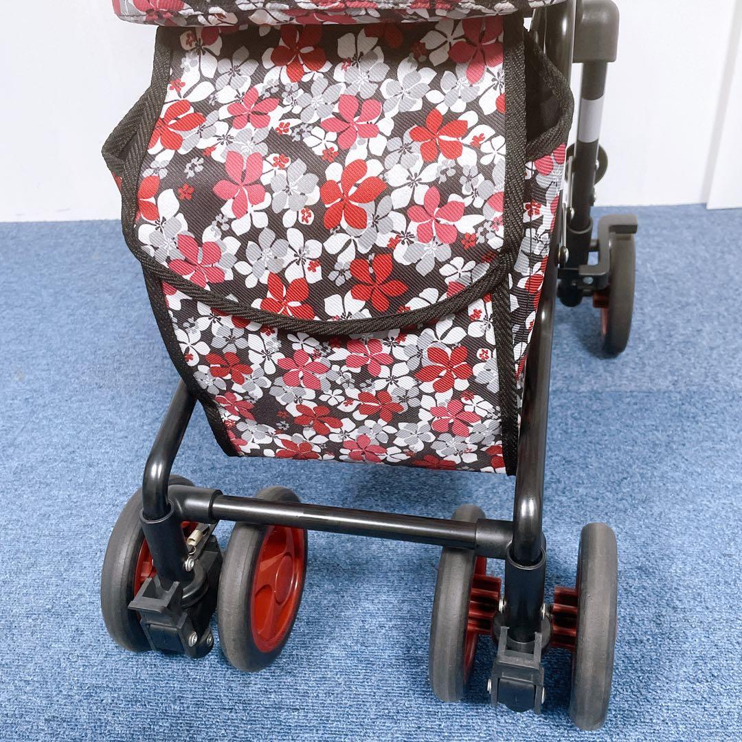 【美品】島製作所 シルバーカー モート 軽量3.7kg 花柄 座面付 説明書付