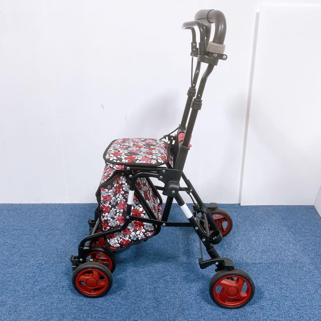 【美品】島製作所 シルバーカー モート 軽量3.7kg 花柄 座面付 説明書付