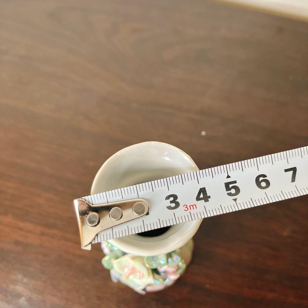 Mario Valentino？　陶器製花瓶 ピンクと緑のストライプ