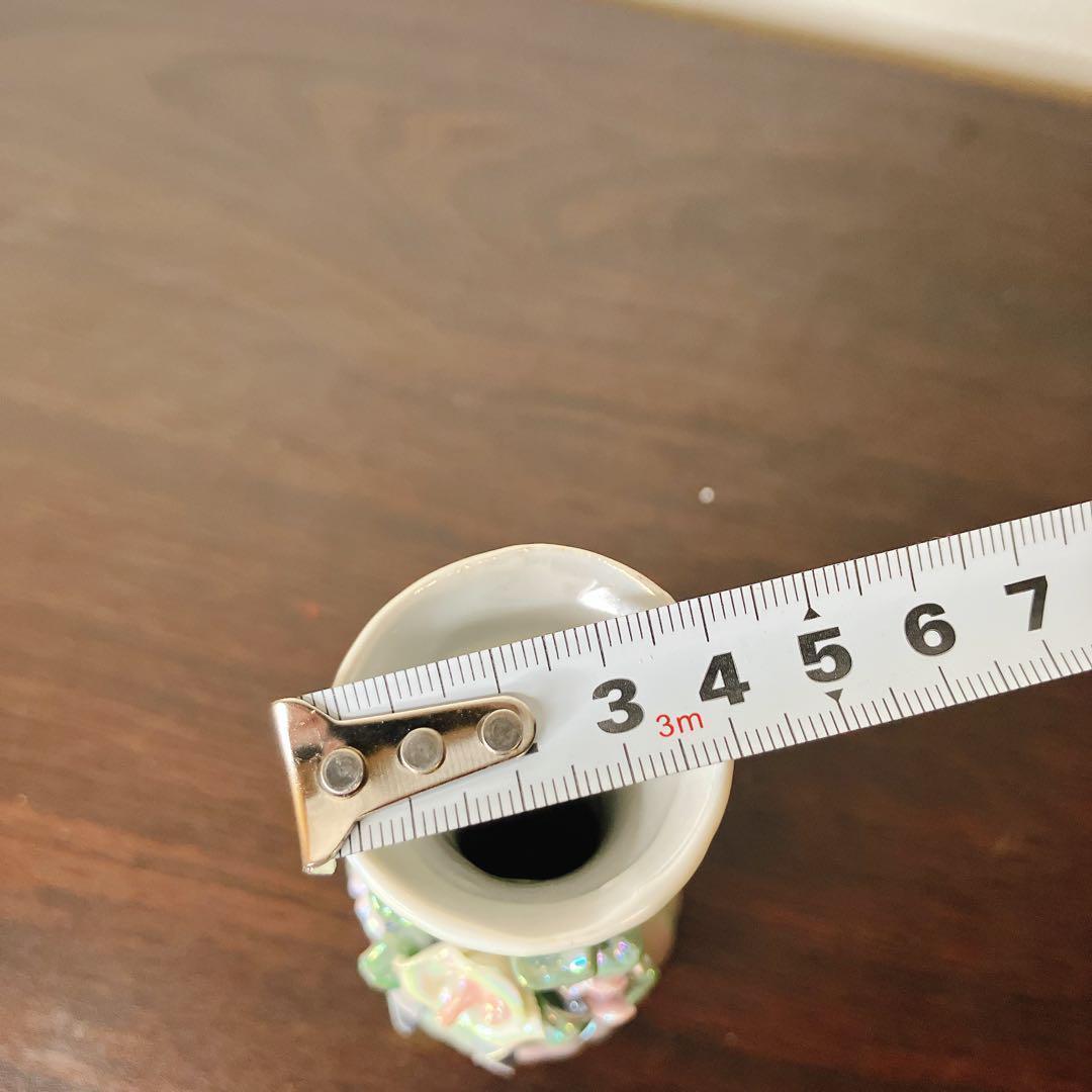 Mario Valentino？　陶器製花瓶 ピンクと緑のストライプ