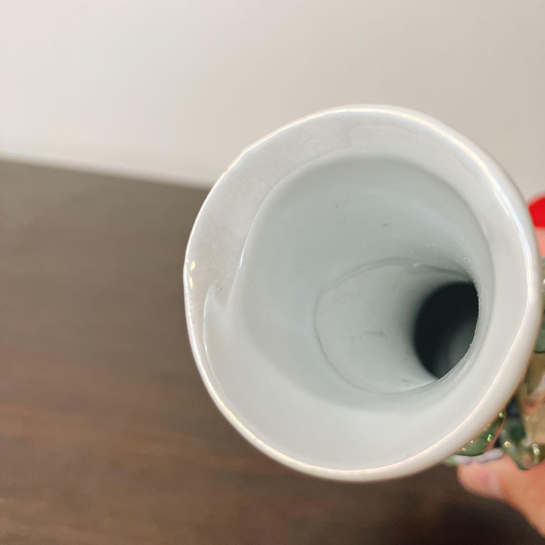 Mario Valentino？　陶器製花瓶 ピンクと緑のストライプ