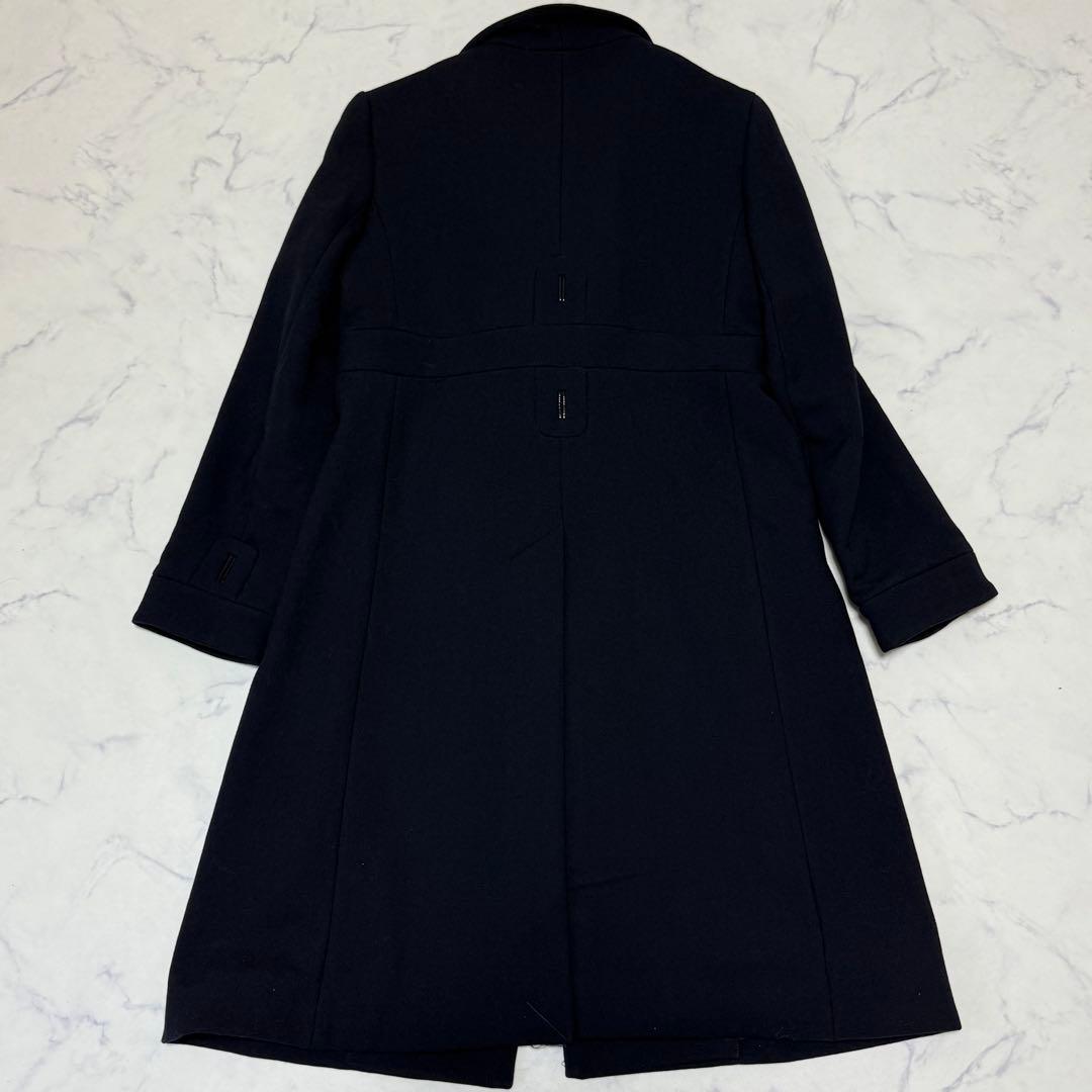 未使用タグ付き　ANYA HINDMARCH カウレザー　ロングコート　ネイビー