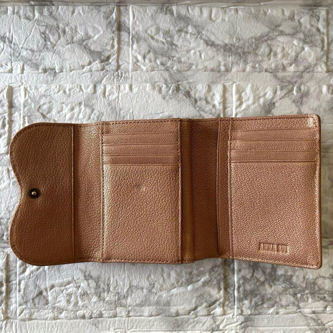 【極美品】アナスイ バタフライ 折り財布 がま口 本革 レザー ピンク ゴールド