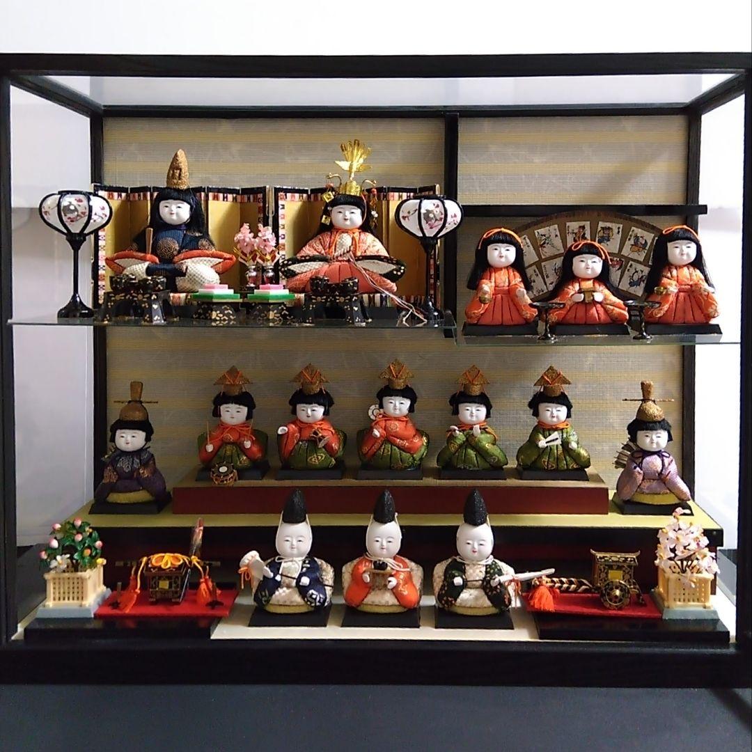 木目込雛人形　雛人形　ひな人形　ひな祭り　木目込人形　昭和レトロ　ガラスケース付