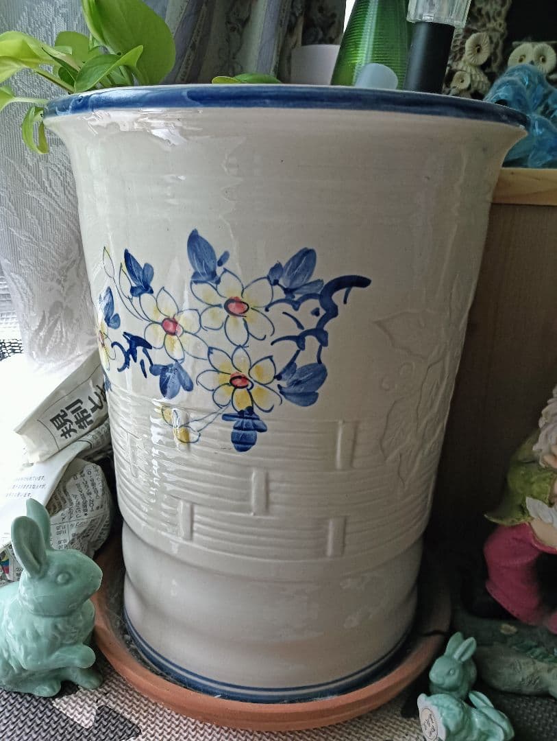 深め　陶器　植木鉢