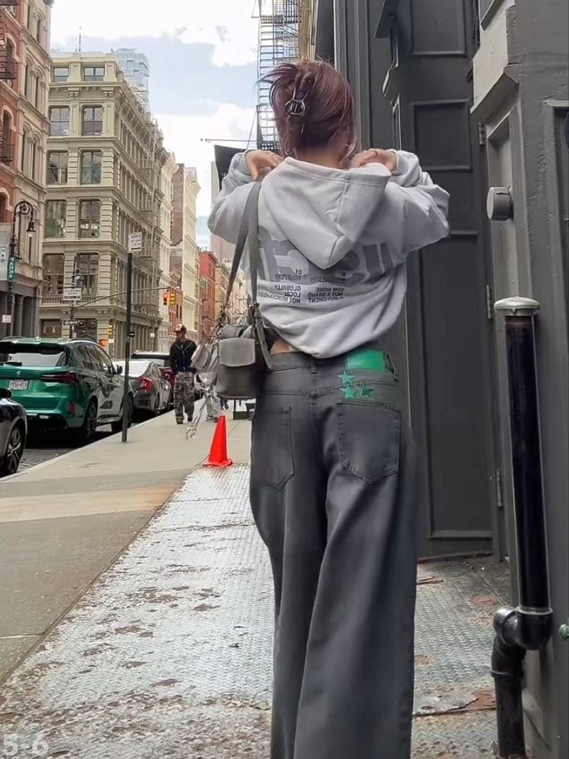 SCUFFERS 34 グレー ワイドレッグデニム