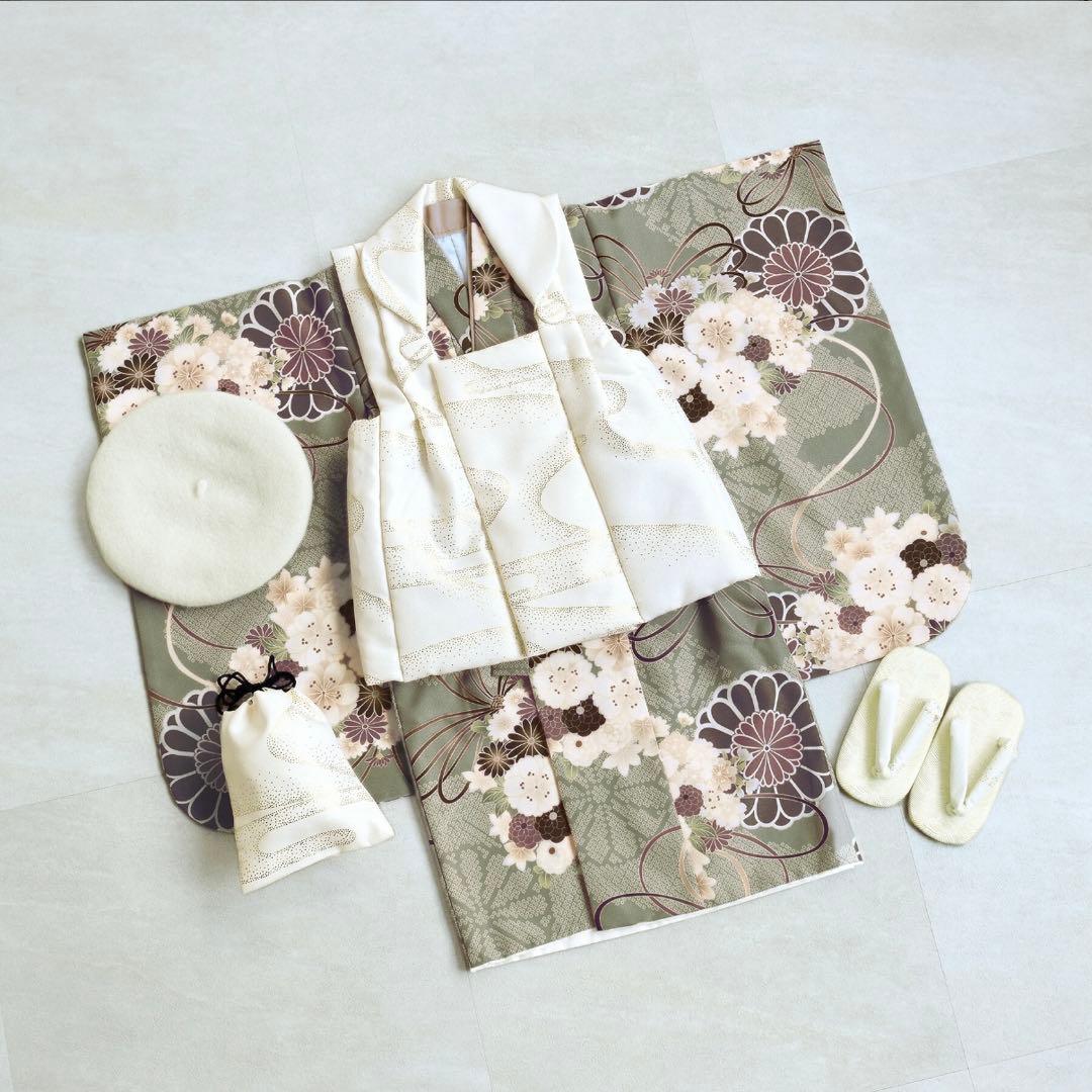 ✨即日発送可能✨ひよこ商店 七五三 3歳 男の子 グリーン 着物フルセット