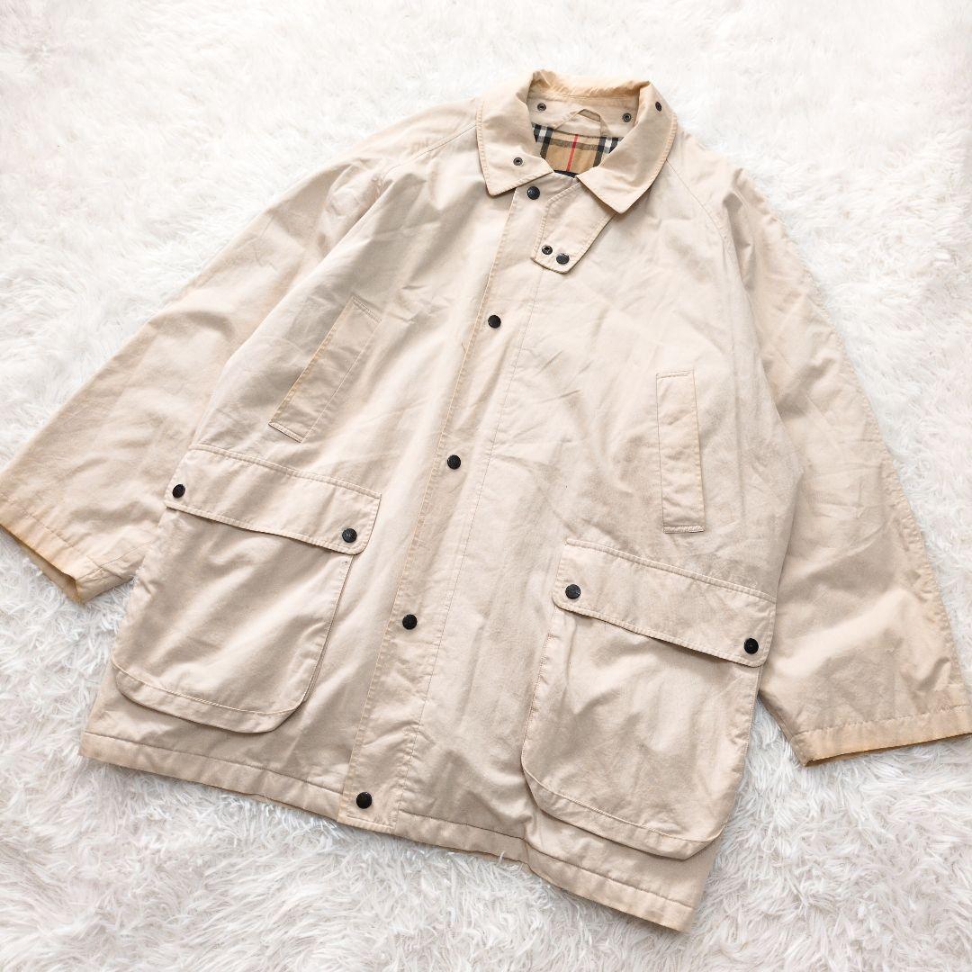 バーバリーロンドン　ステンカラーコート　裏地キルト　ベージュ　チェック柄6183
