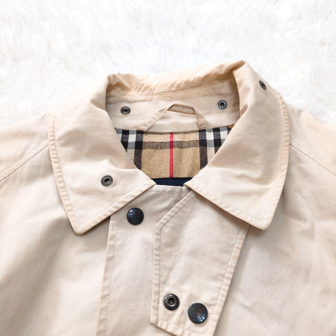 バーバリーロンドン　ステンカラーコート　裏地キルト　ベージュ　チェック柄6183