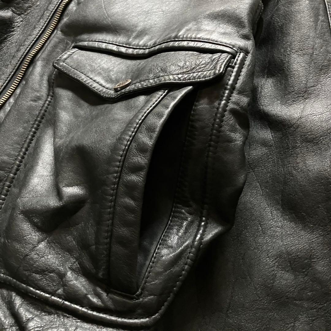 希少 80's イタリア製 A2type 本革レザー フライトJKT 黒 XL