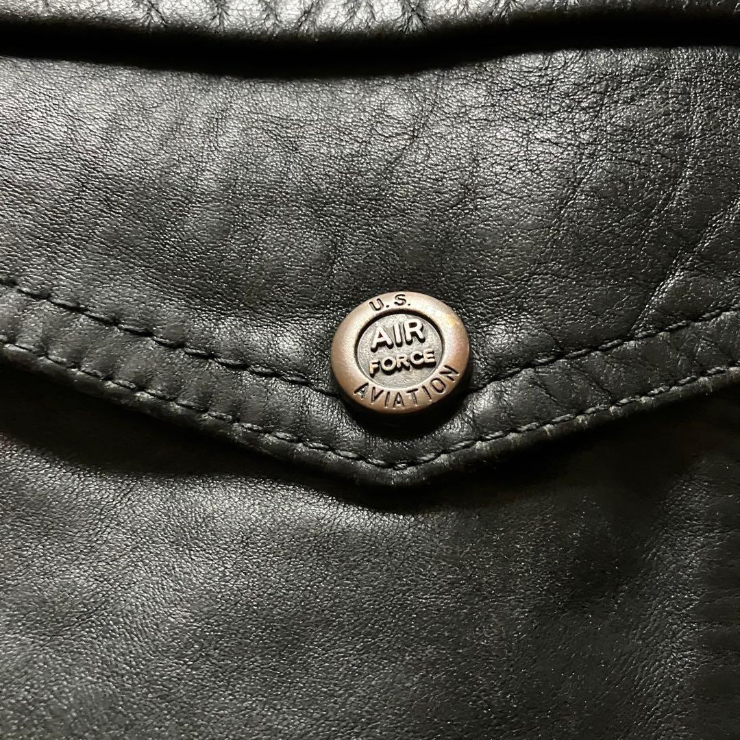 希少 80's イタリア製 A2type 本革レザー フライトJKT 黒 XL