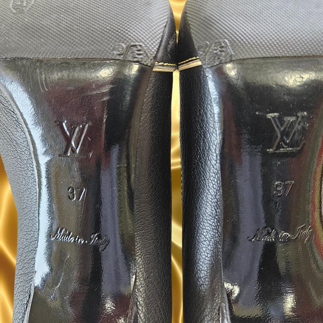 ルイヴィトン パドロック付黒パンプス37 高級感と履きやすさ兼ね備えた一足