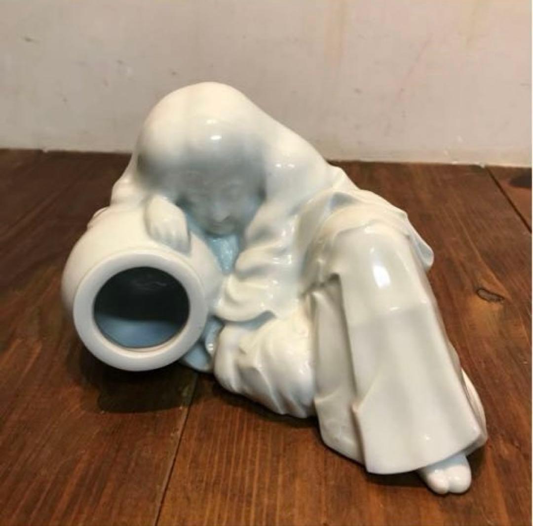 美品　陶器　慈山伯　猩々　白磁　置物　オブジェ　当時物　丁寧な作り