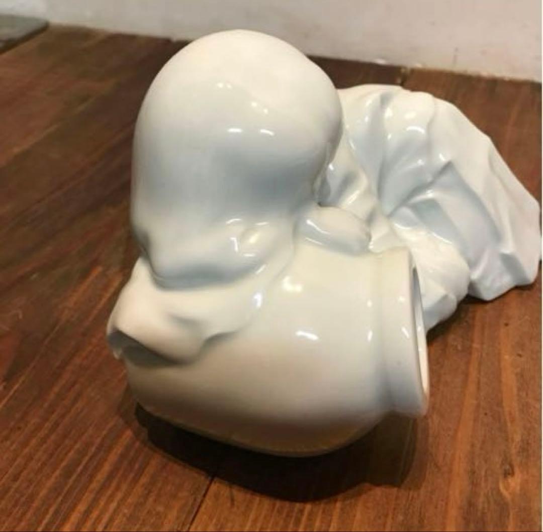 美品　陶器　慈山伯　猩々　白磁　置物　オブジェ　当時物　丁寧な作り