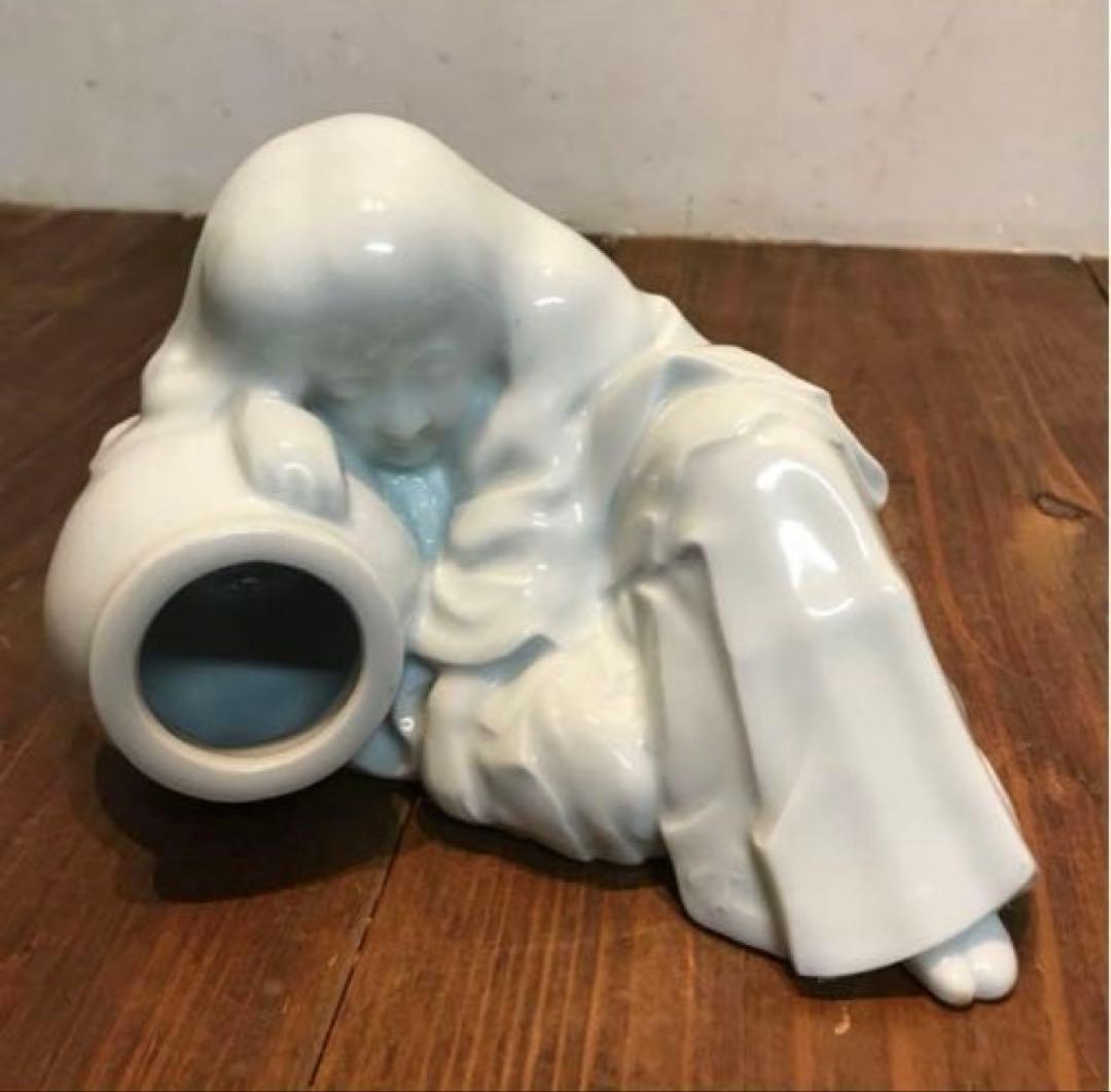 美品　陶器　慈山伯　猩々　白磁　置物　オブジェ　当時物　丁寧な作り