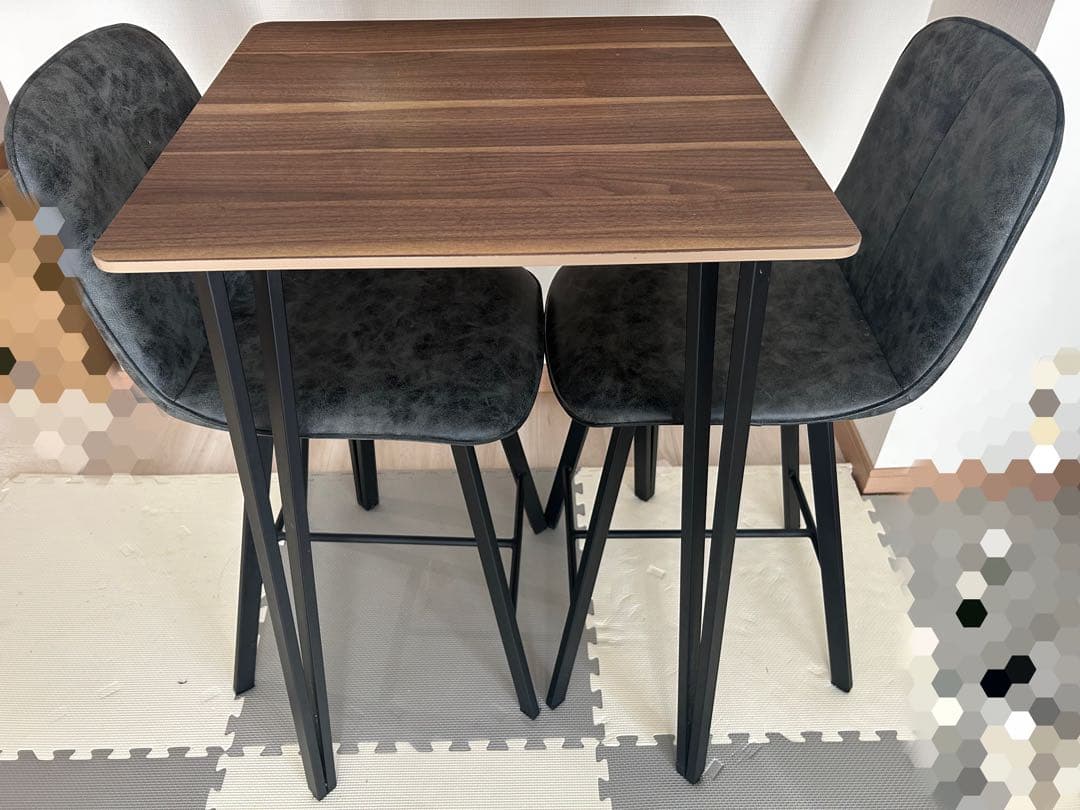 ブラウン正方形ダイニングテーブルセット
