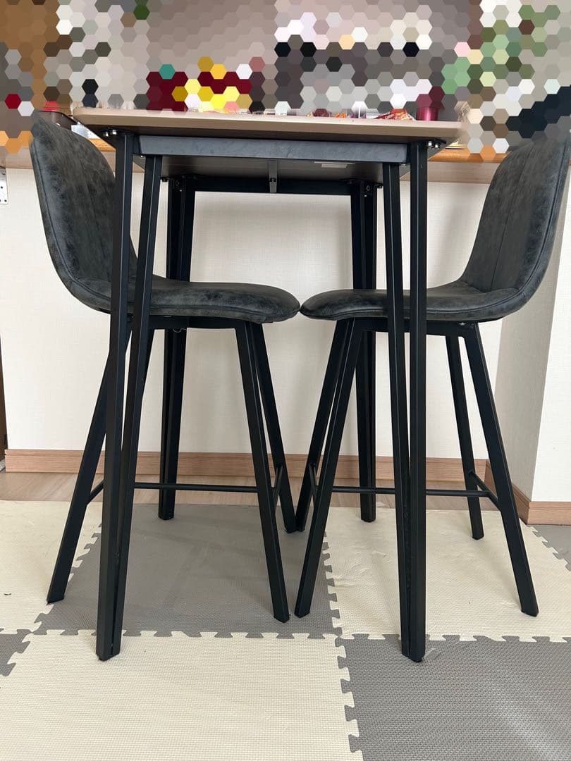 ブラウン正方形ダイニングテーブルセット