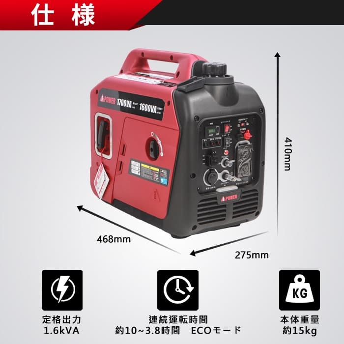 k*i様 【新品】インバーター発電機　定格1600w Aipower【箱凹みあり