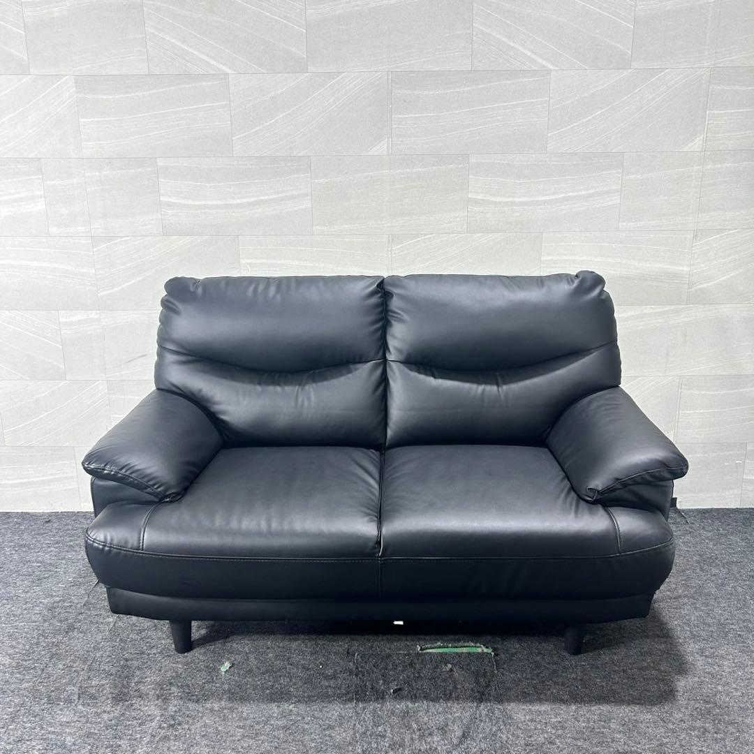 ニトリ 2人掛け ソファ Nシールド キャッツ3 合皮 黒 d5157