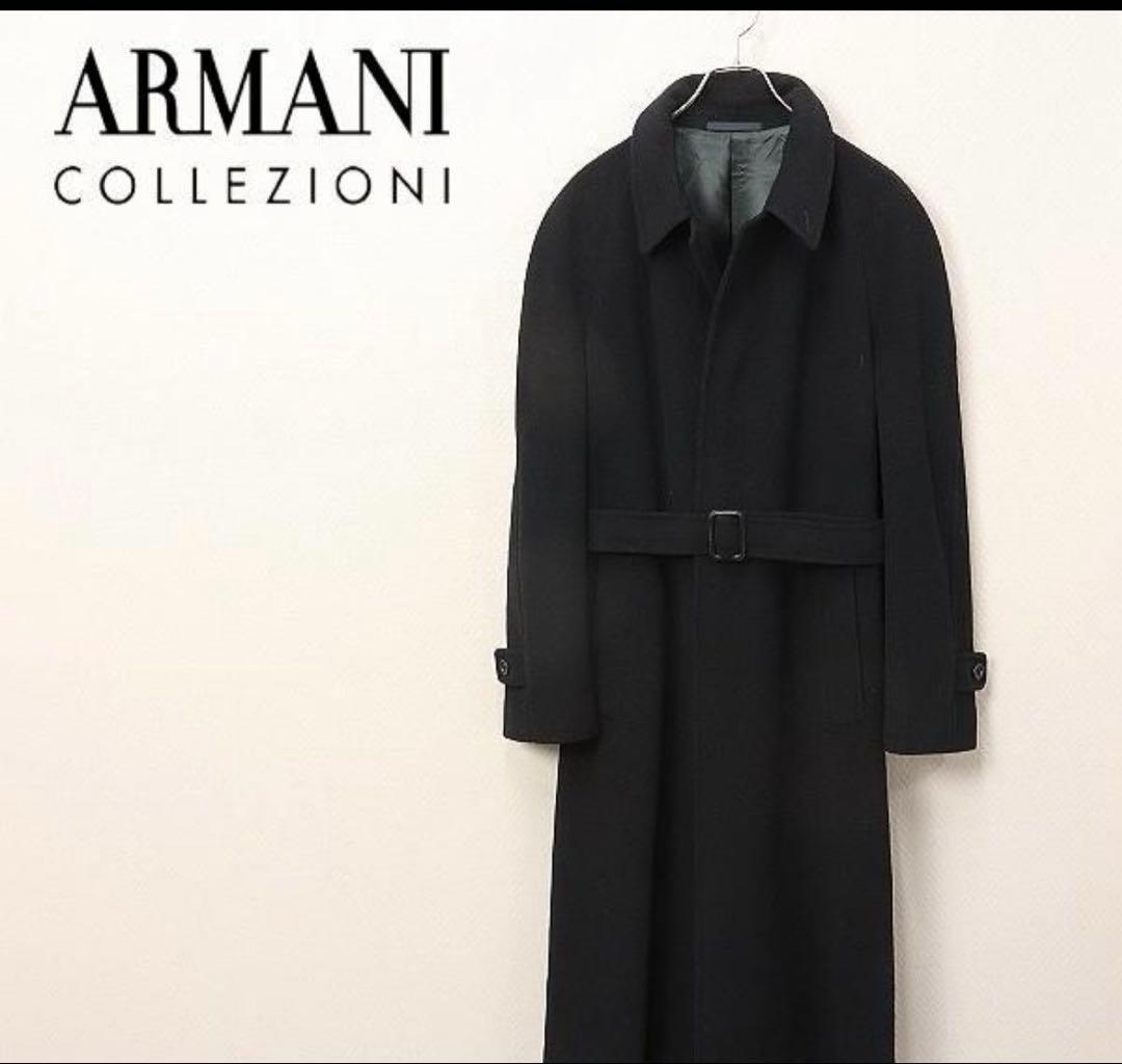 ARMANI COLLEZIONI ブラックトレンチコート ベルト付属無