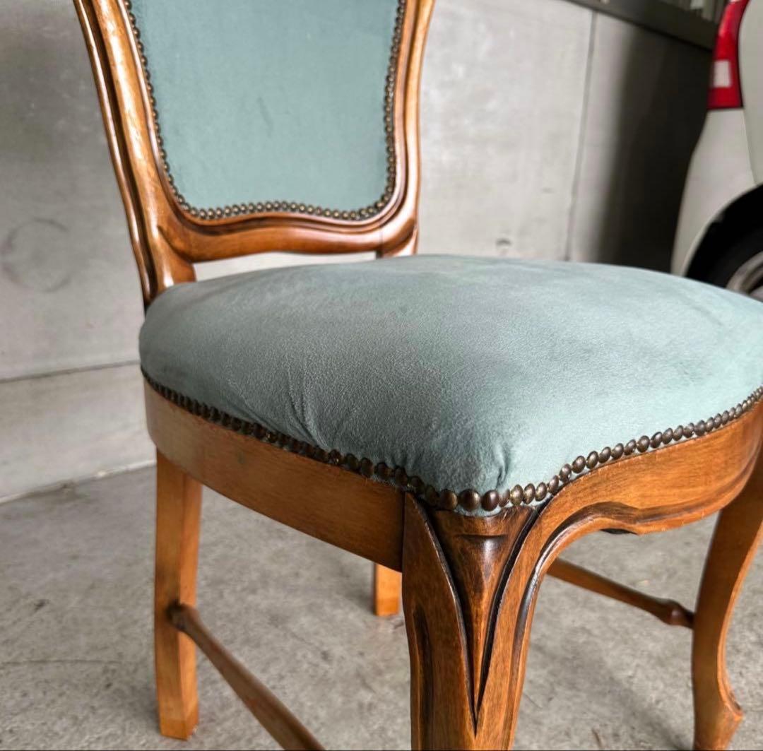 ✦90s✦ロココ調 イタリア製ダイニングチェア アンティーク　ベロア ベルベット