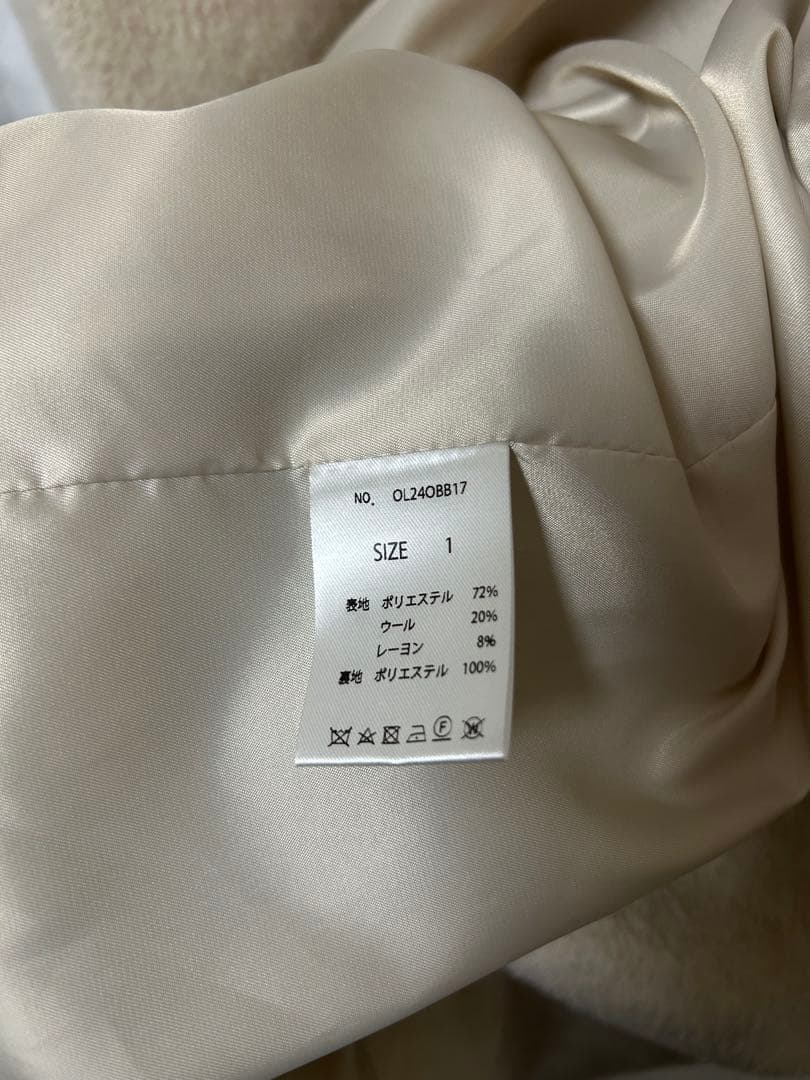 Rii×Olu. ノーカラーシャギーロングコート アイボリー