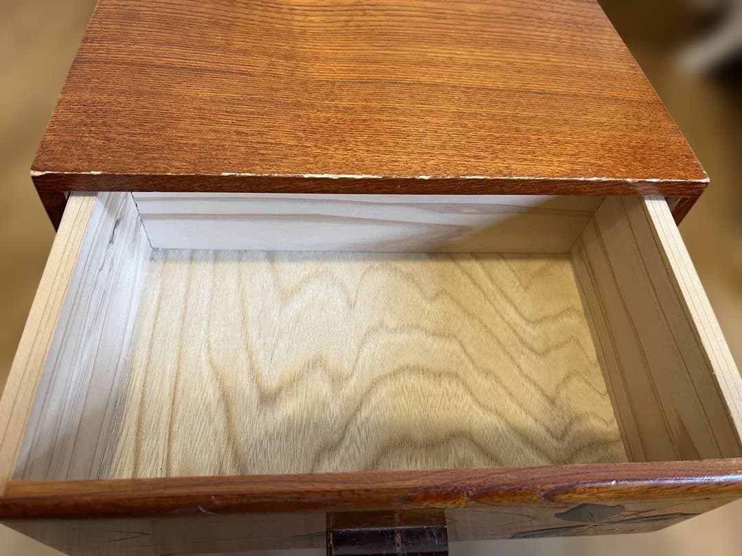 昭和 和工芸 二段引き出し 小箪笥 桜象嵌 欅調 小物収納 昭和レトロ