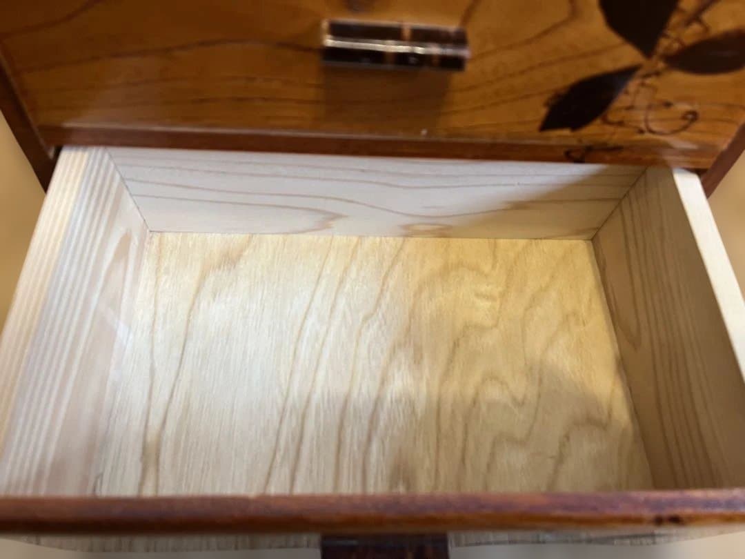 昭和 和工芸 二段引き出し 小箪笥 桜象嵌 欅調 小物収納 昭和レトロ