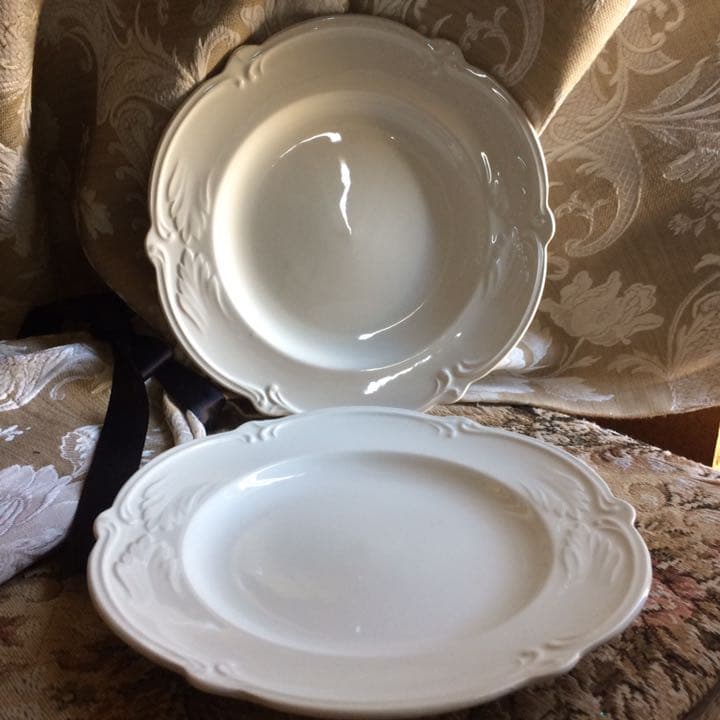 【新品】Gien France Rocaille Blanc デザートペア