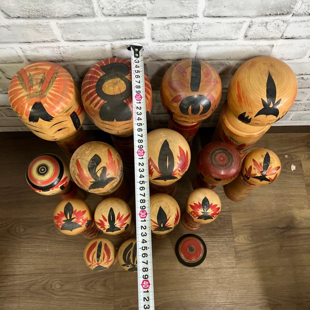 D-3 昭和レトロ 木製 こけし 小芥子 16体セット まとめ売り 日本人形