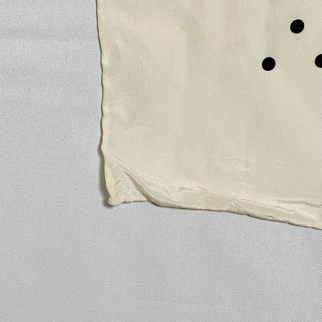 ☆CHANEL☆ ミニスカーフ ドット シルク オフホワイト ブラック.