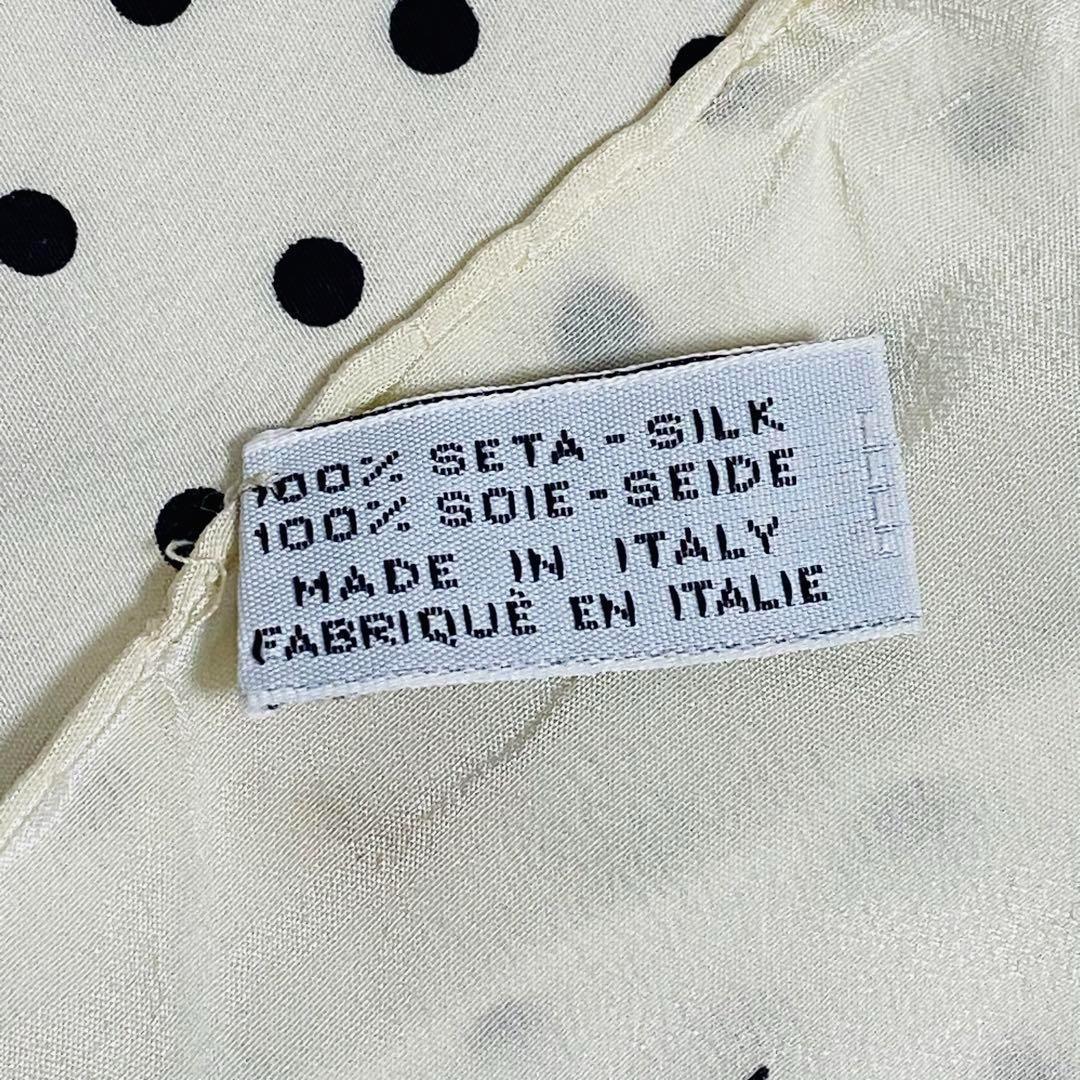 ☆CHANEL☆ ミニスカーフ ドット シルク オフホワイト ブラック.