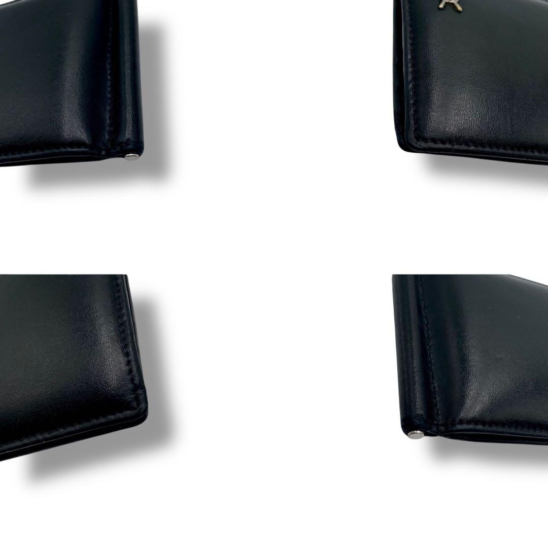 美品✨イヴサンローラン マネークリップ カサンドラ 二つ折り レザー ブラック