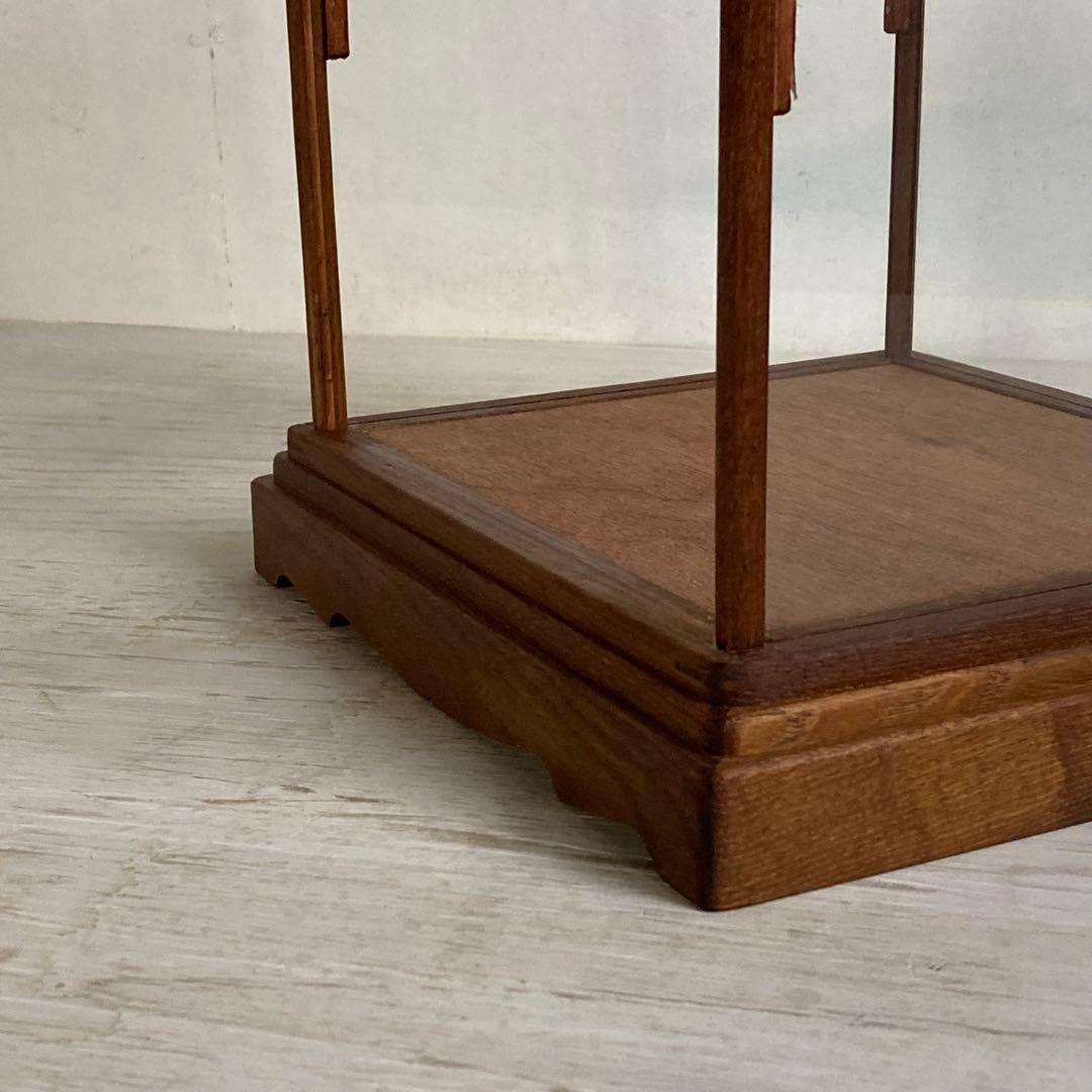 古い木製 ガラスケース 2段 卓上ショーケース オープンラック モールガラス