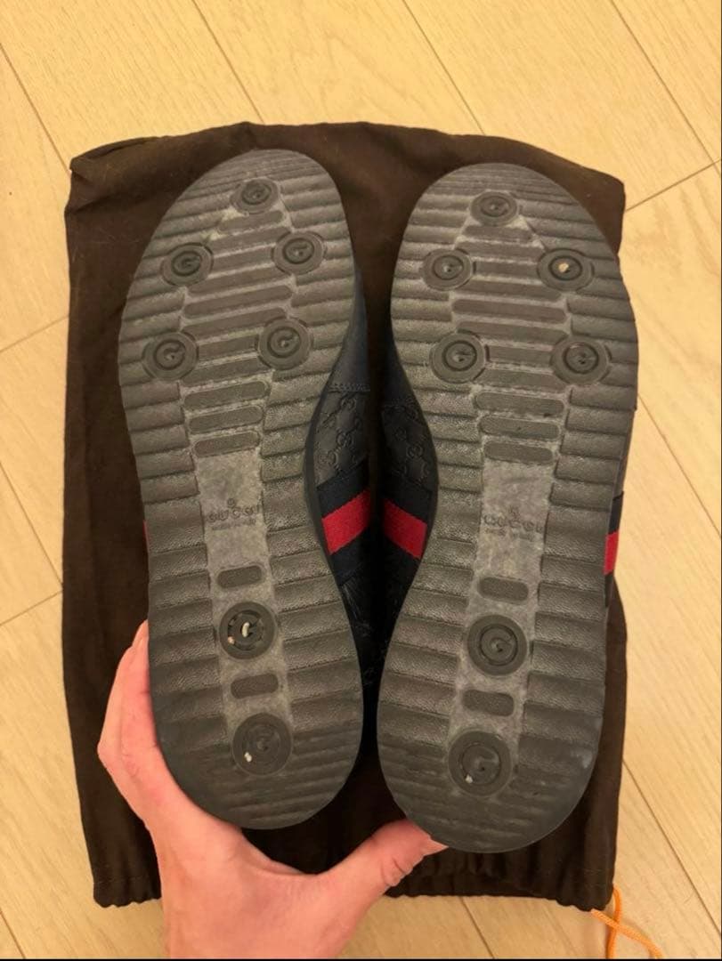 GUCCI ローカットスニーカー/233334/ネイビー/レザー