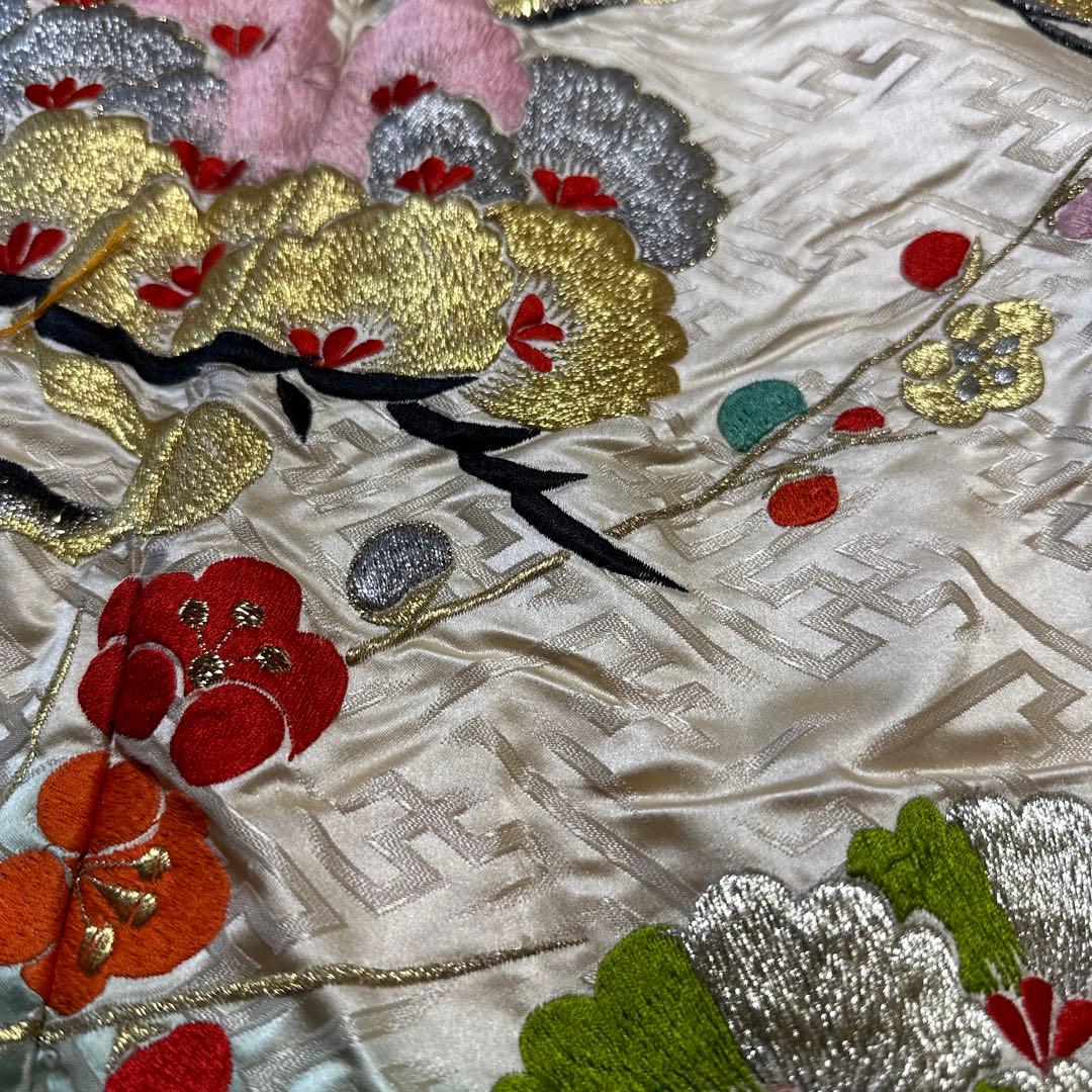 婚礼掛け布団　刺繍　レトロ