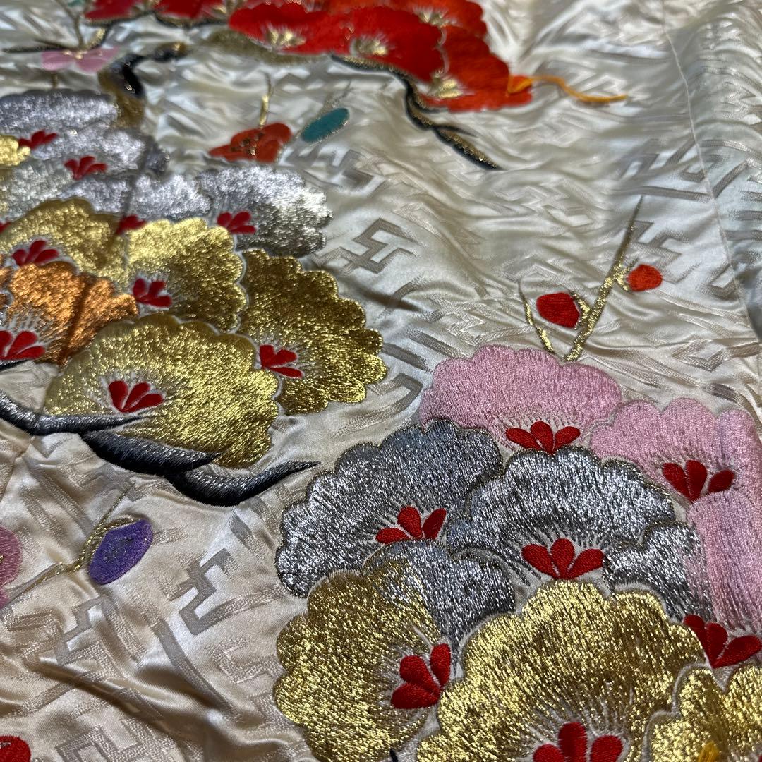 婚礼掛け布団　刺繍　レトロ