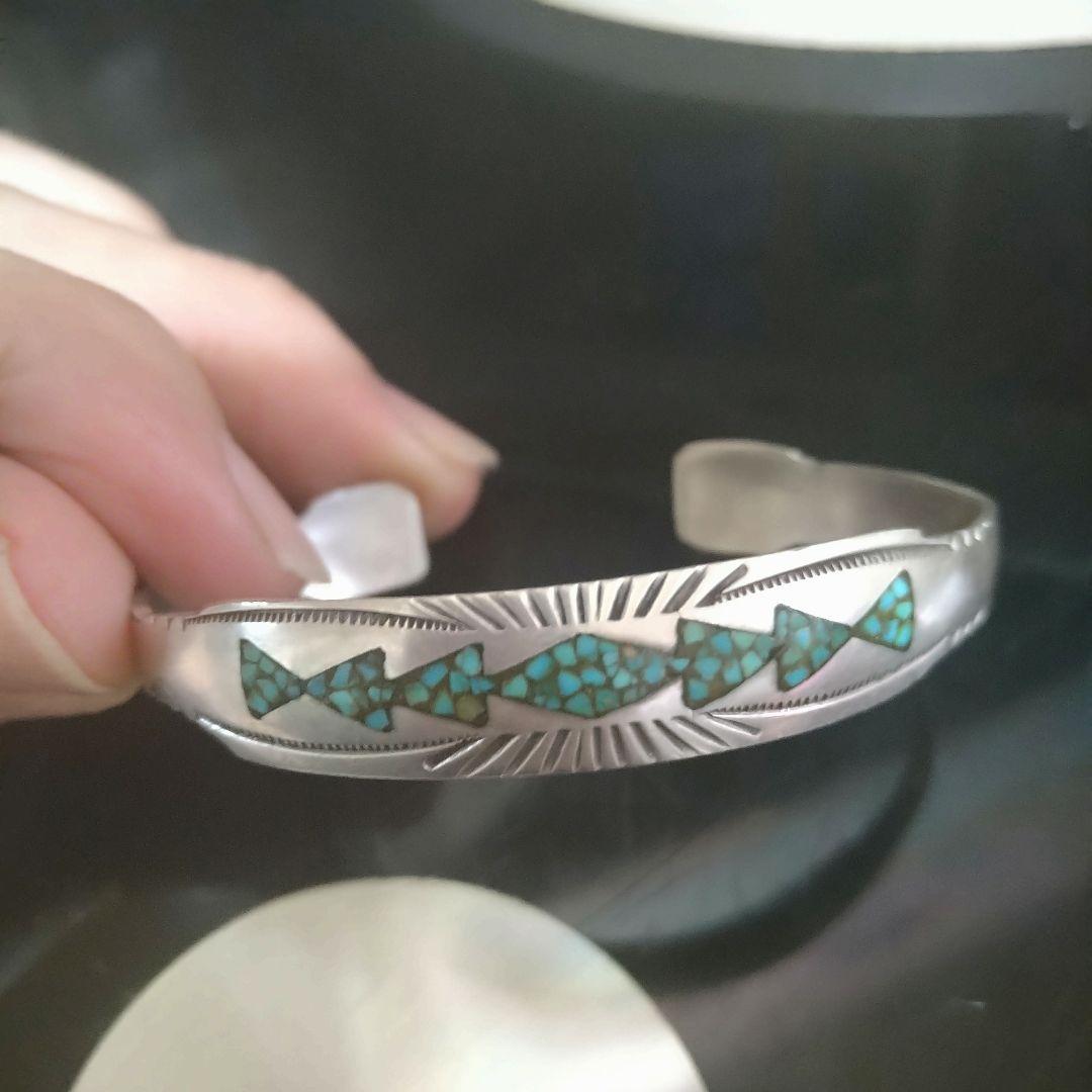 ビンテージターコイズ スターリングシルバーバングル